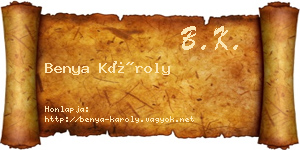Benya Károly névjegykártya
